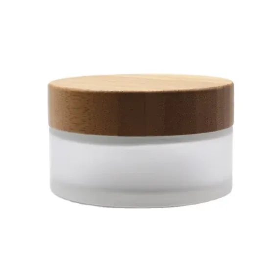 Glass Round Cream Jar with Bamboo Lid